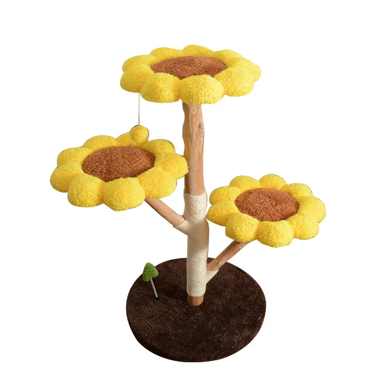 

Solid wood cat climbing frame cat jumping platform integrated sunflower flower tree big special area