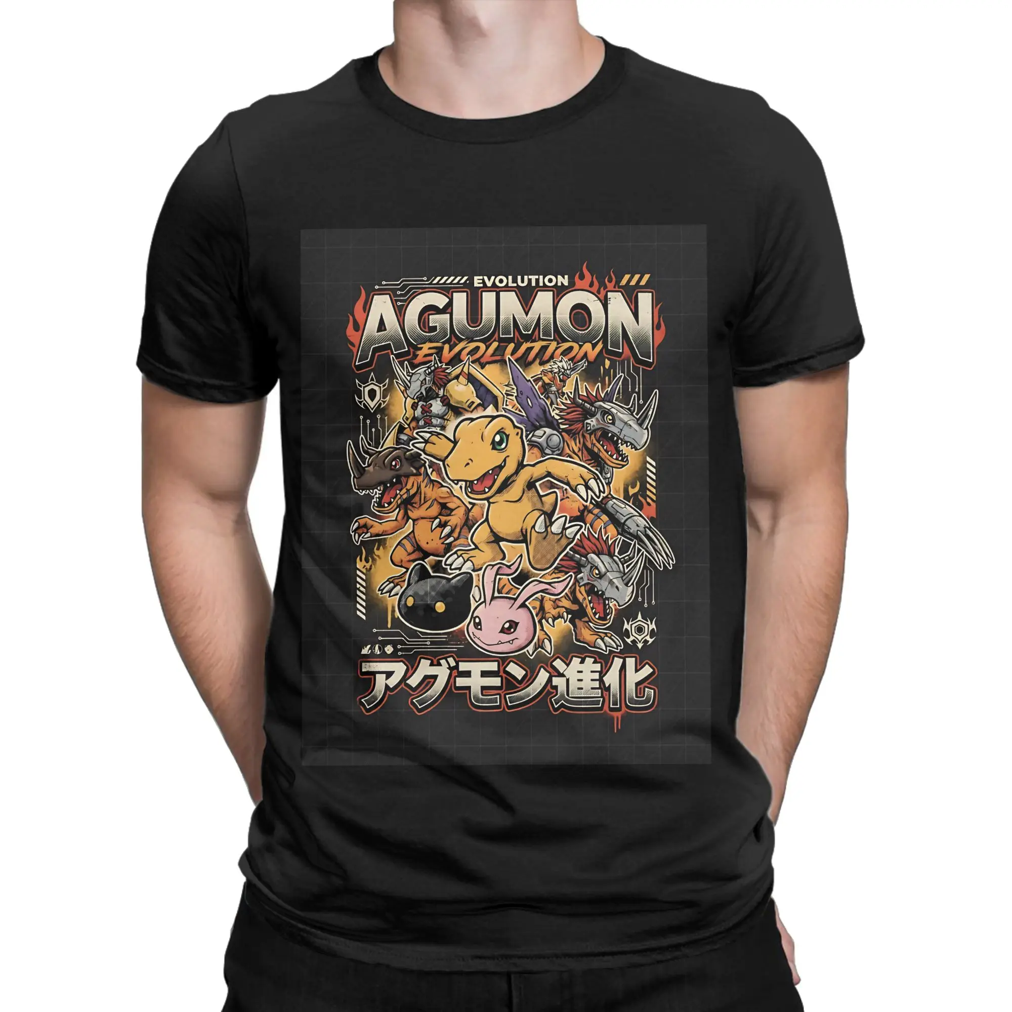 Agumon Rookie Flame Dinosaur Legend Funny 100% Cotton T-Shirt D-Digimon Tops Tees For Men
