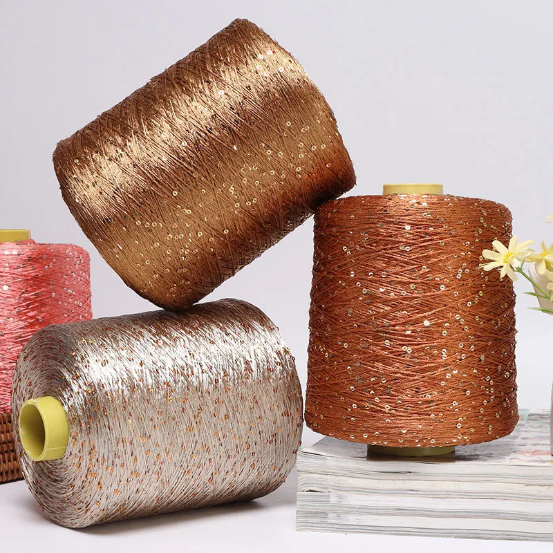 3mm Small Sequin Thread Wool Ball 500g Hand DIY Woven Yarn Large Roll Knitted Polyester Tube Yarn Hand Mixed Thread