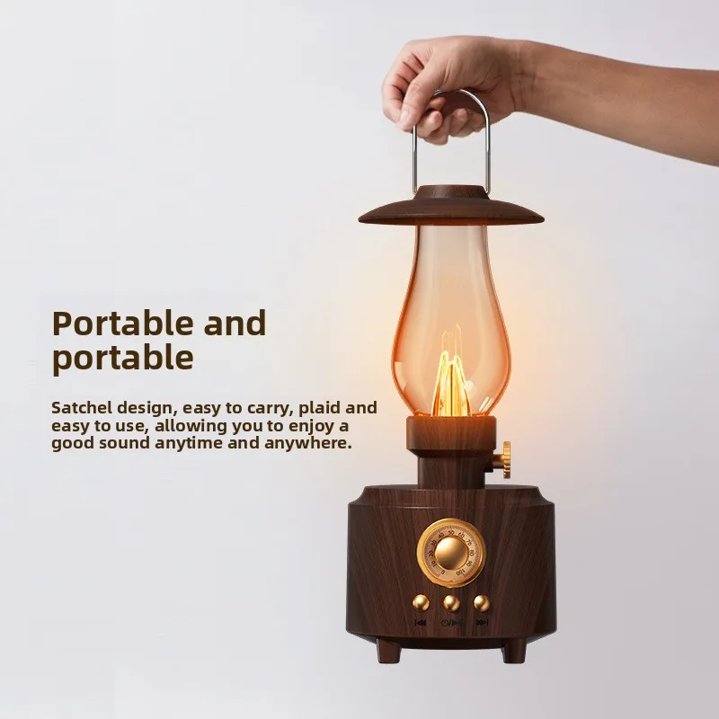 Custom Bluetooth speaker with retro FM wireless radio, USB flash drive slot, and outdoor night light function.
