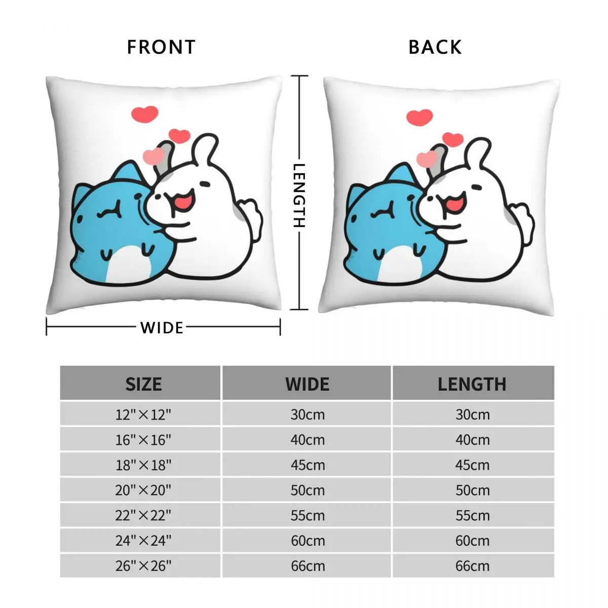 Love Cat Bugcat Capoo Bug Cat Square Pillowcase Polyester Linen Velvet Creative Zip Decor Pillow Case Room Cushion Cover