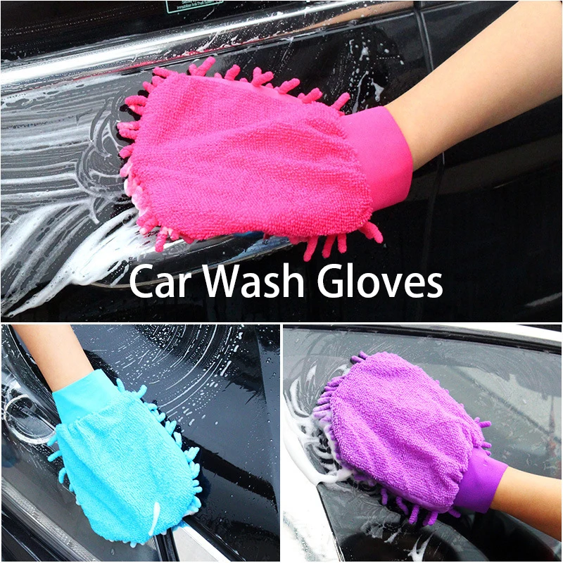 Mikrofaser Chenille Autowaschhandschuhe Korallensamt Pad Doppelseitiger Handschuh Auto Care Fahrzeugreinigungswerkzeuge