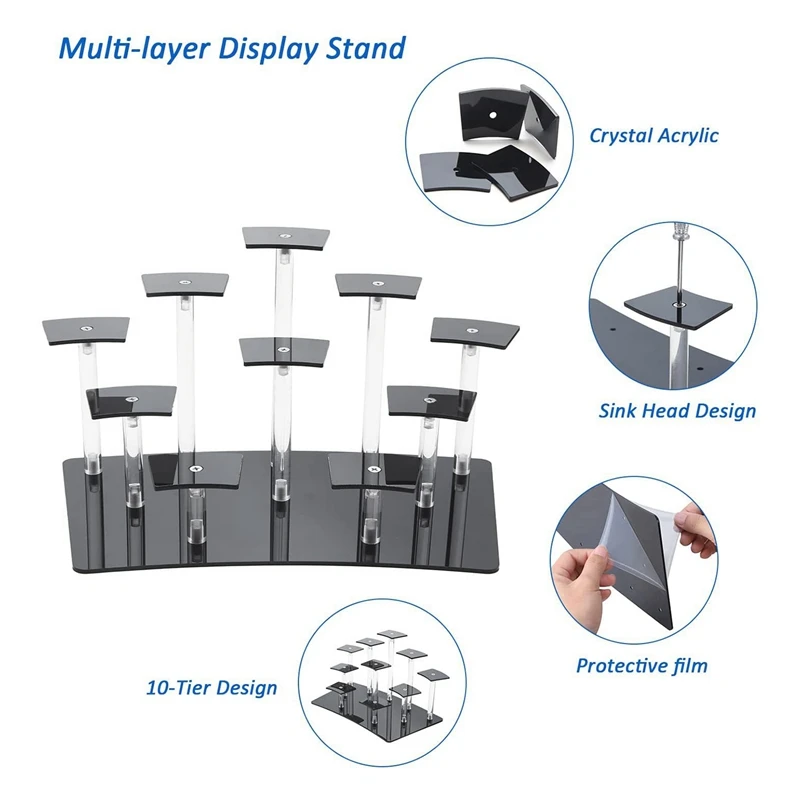 10 Tier Acrylic Display Stand, Acrylic Riser Display Stand Perfume Holder, Riser Display Shelf Multilevel Stands Easy To Use