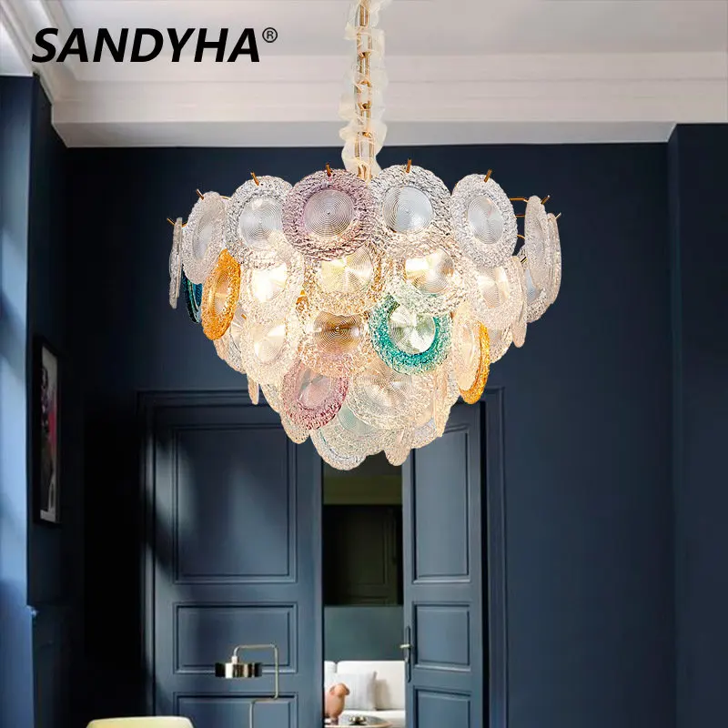 

SANDYA Modern Luxury Chandeliers Glass Shade LED Living Dining Room Tables Bedroom Home Decor Art Designer Hanging Lamp Fixtures