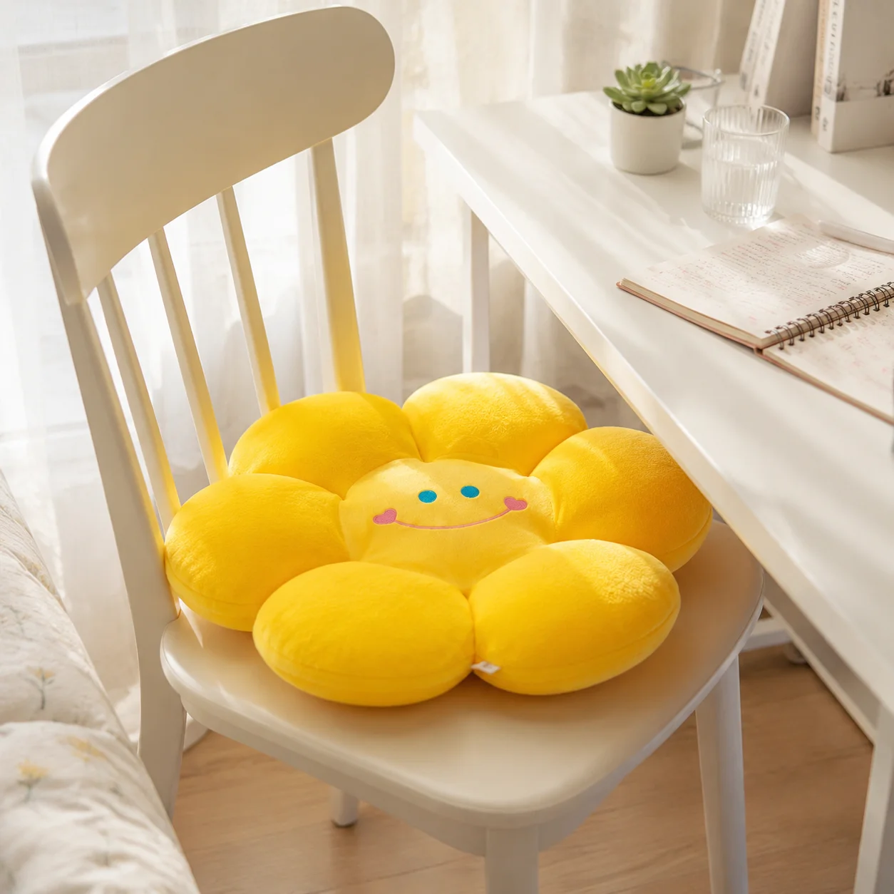 Smiley Sunflower Plush Cushion 35cm, 6 Colors Pink Yellow Blue Red Green Rose, Soft Floor Seat Pad Room Decor, Sunflower Cushion Smiley Flower Pillow Plush Floor Seat Pad 35cm Chair Cushion Kawaii Room Decor Dopamine Aesthetic Bedroom Dorm Decor Gift