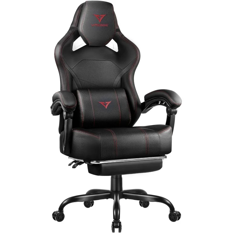

Gaming Chair Ergonomic Office Chair with Footrest and Lumbar Support, Height Adjustable High Back Gamer Chair with Headre