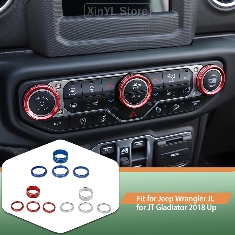 Car Air Conditioning Switch Decorative Ring for Jeep Wrangler JL for JT Gladiator 2018 Up Interior Accessories