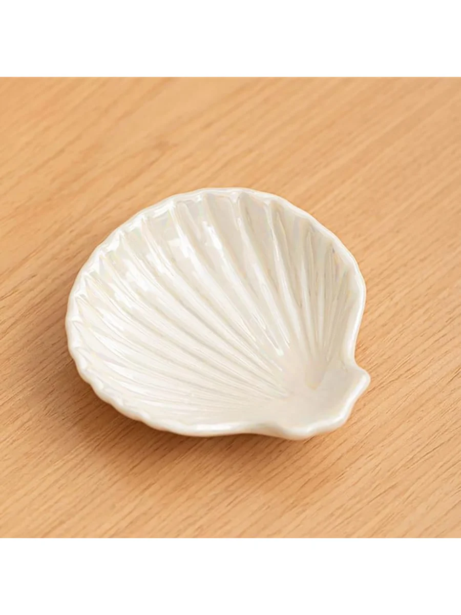1 pc Ceramic shell shaped jewelry tray, simple irregular jewelry tray, fruit tray, decorative board for jewelry storage