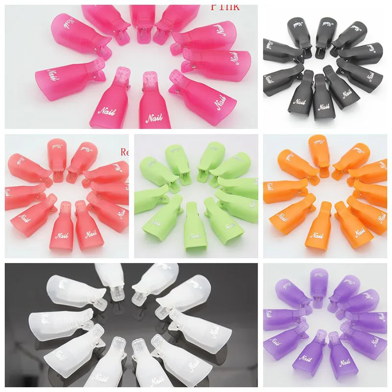 Kimcci 10 stks/partij Plastic Nail Art Losweken Cap Clip UV Gel Polish Remover Wrap Nail Gereedschap Cleaner Soakers Set voor Nagels