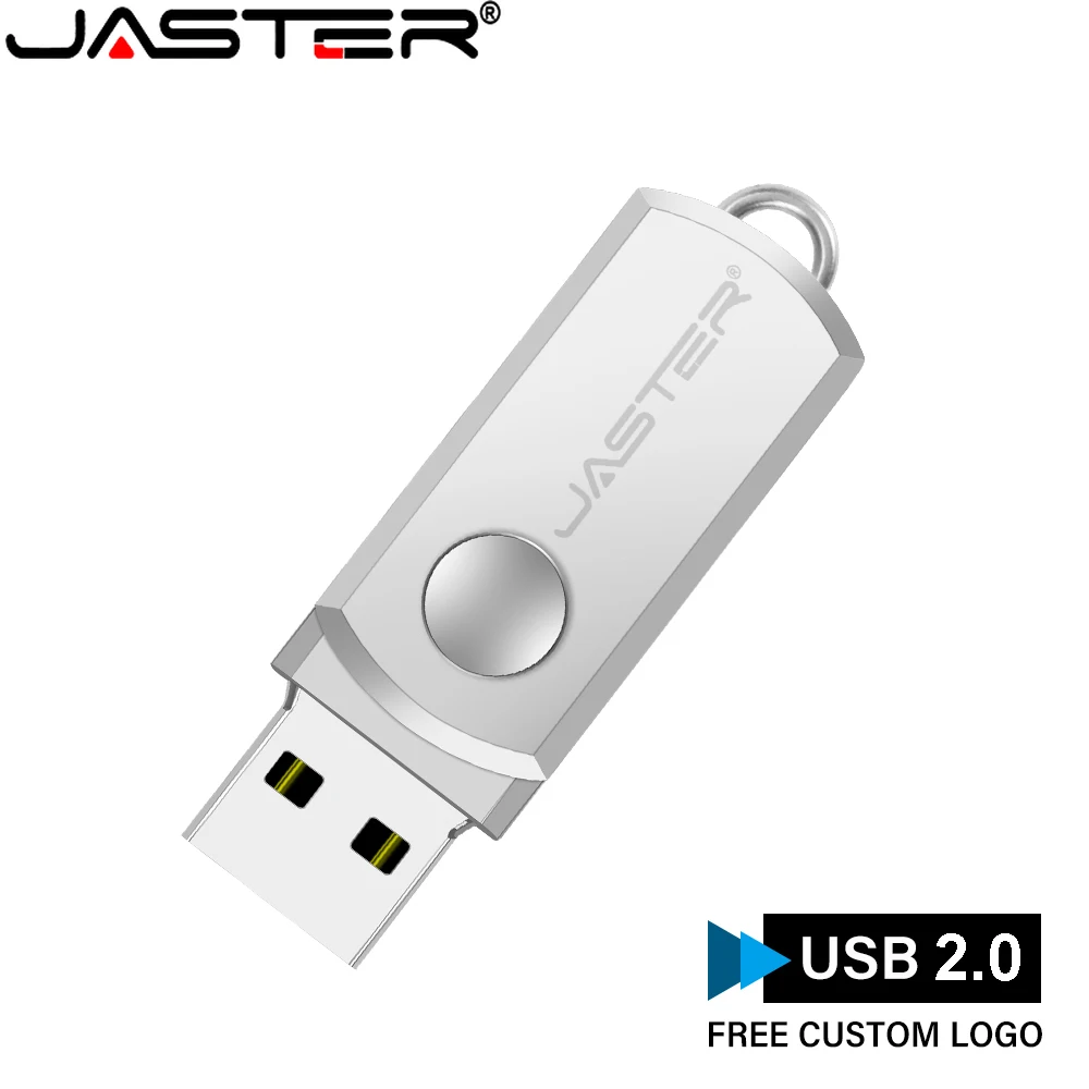 Rotatable Mini USB Flash Drive 128GB Free Custom Logo Pendrive 64GB Silver Metal Memory Stick 32GB 100% Real Capacity U Disk