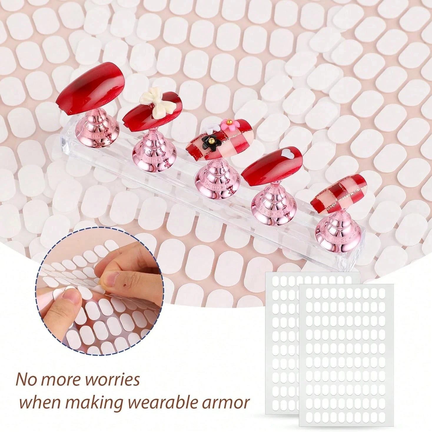 100Pcs Nail Double-side Adhesive Tape For False Nails Display Stand Tools Manicure Adhesive Strip Traceless Nail Display