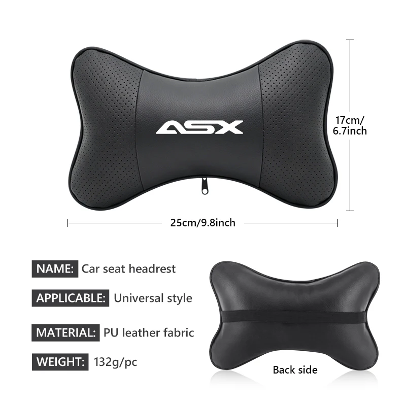For Mitsubishi Leather Car Pillows Headrest Neck Rest Support Seat Accessories ASX Lancer Pajero Outlander Colt Galant L200 - view 6