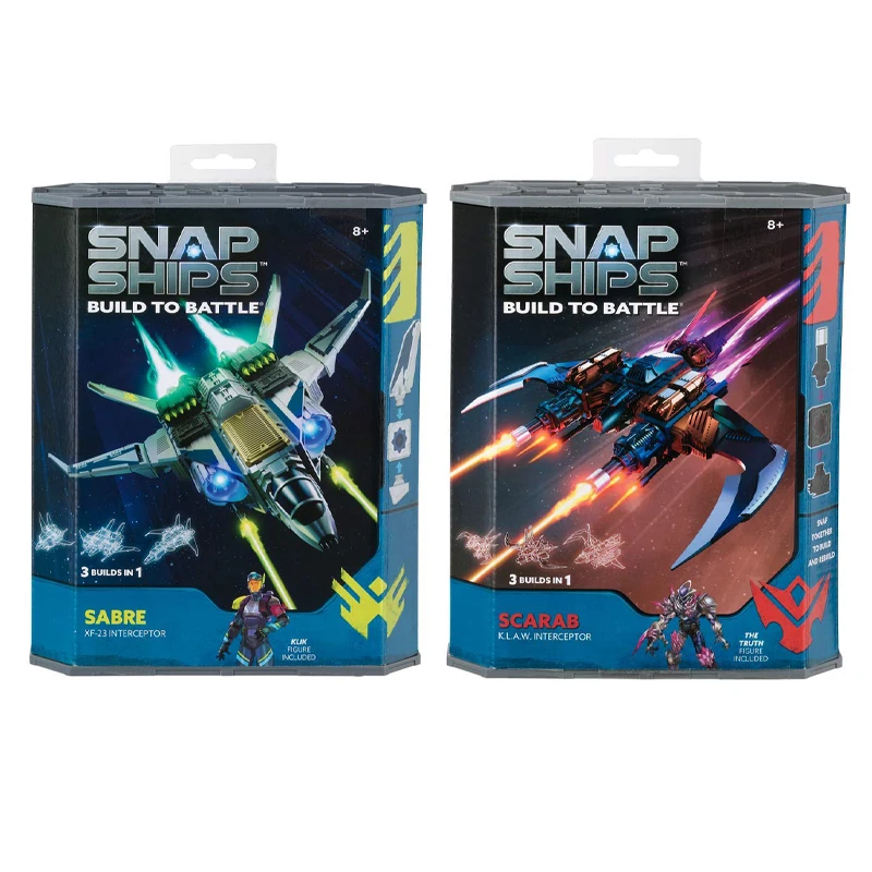 Snap Ships Build To Battle Scarab K.L.A.W. Interceptor Sabre XF-23 Interceptor Collectible Figurines Action Figures Children Toy