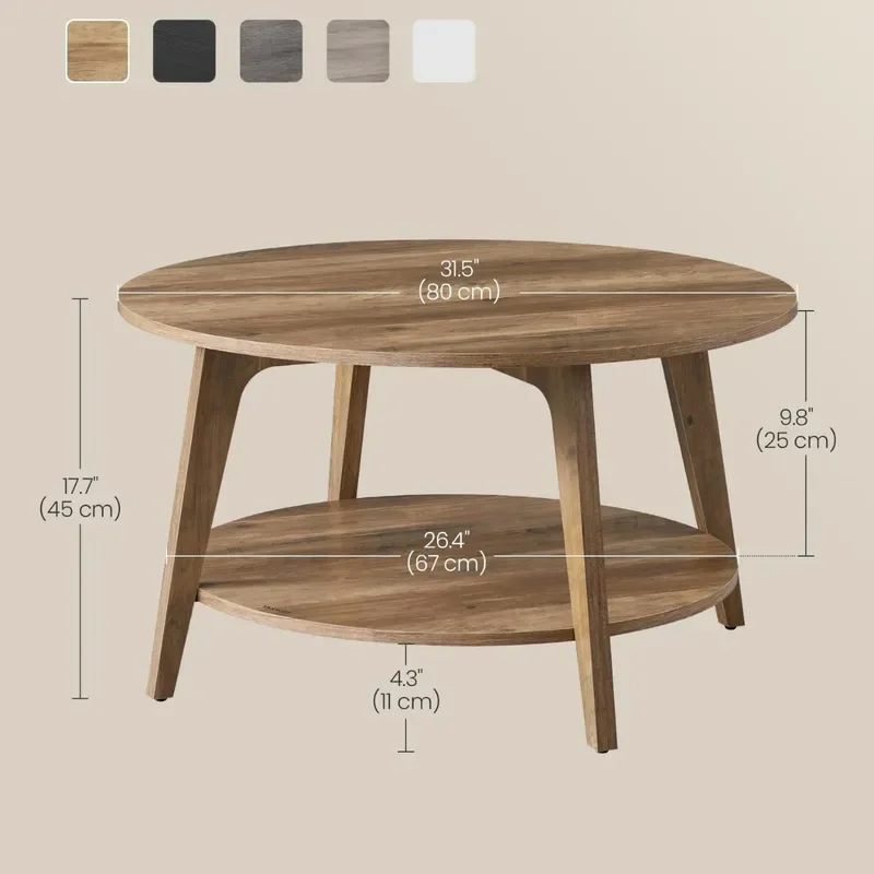 Custom Round Coffee Table Two Tier Small Living Room Furniture Compact Design