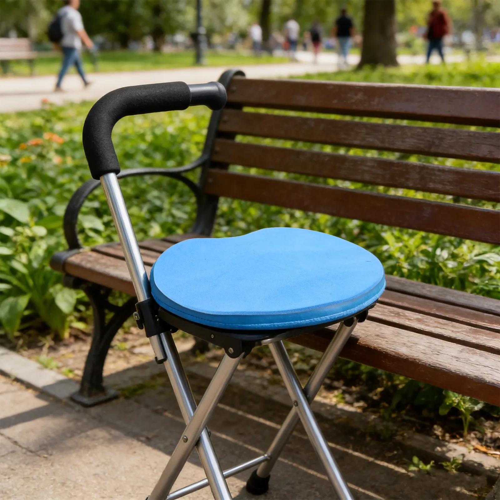 4Pcs Waterproof Non-Slip Eva Cushion for Folding Cane Stool Shower Seat Pad Elderly Mobility Stool Chair Mat Bathroom Bench Seat