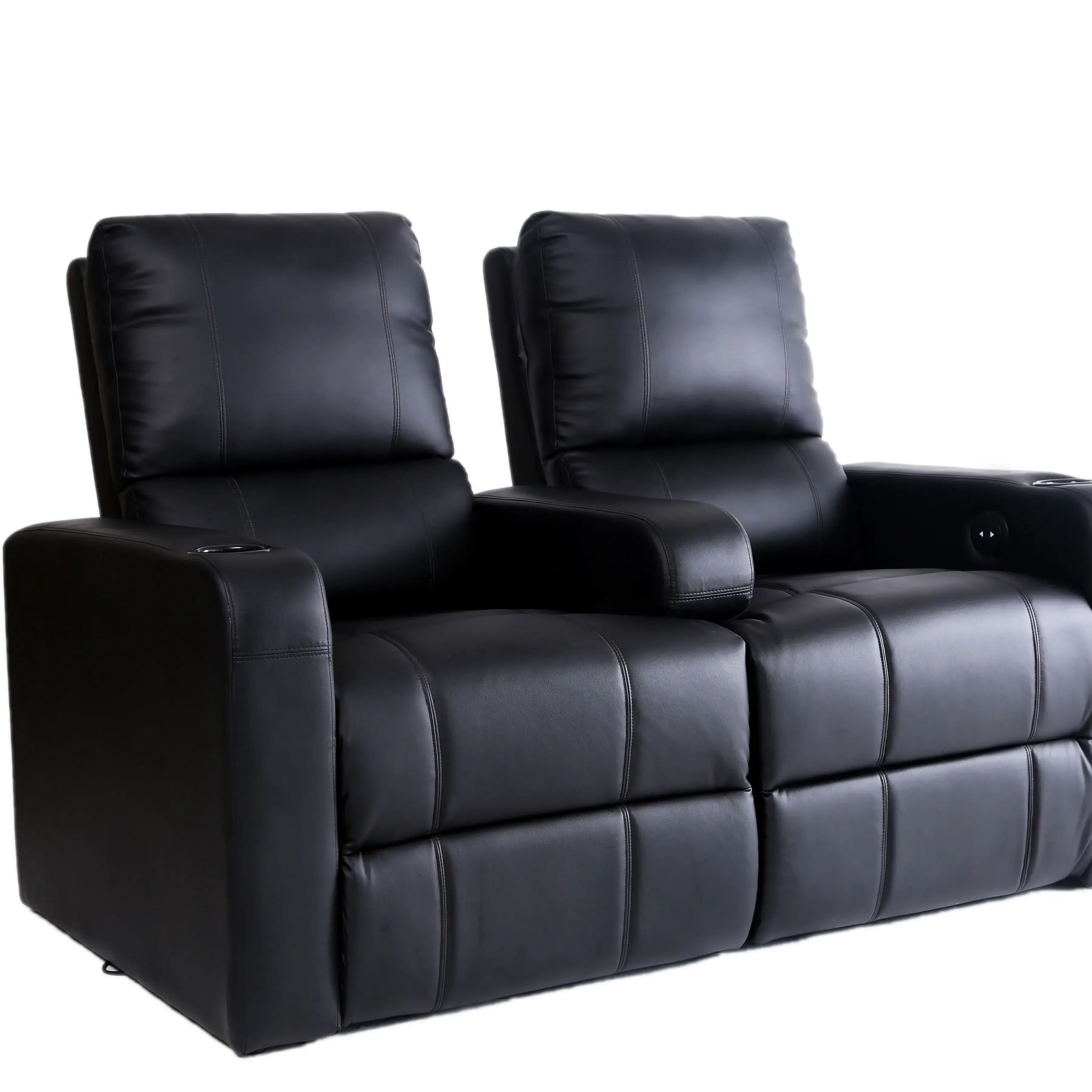 Furniture 3 Seat Leather Power Electric Sectional Home Theater Recliner Sofa Set With USB LED Light and Power Headrest