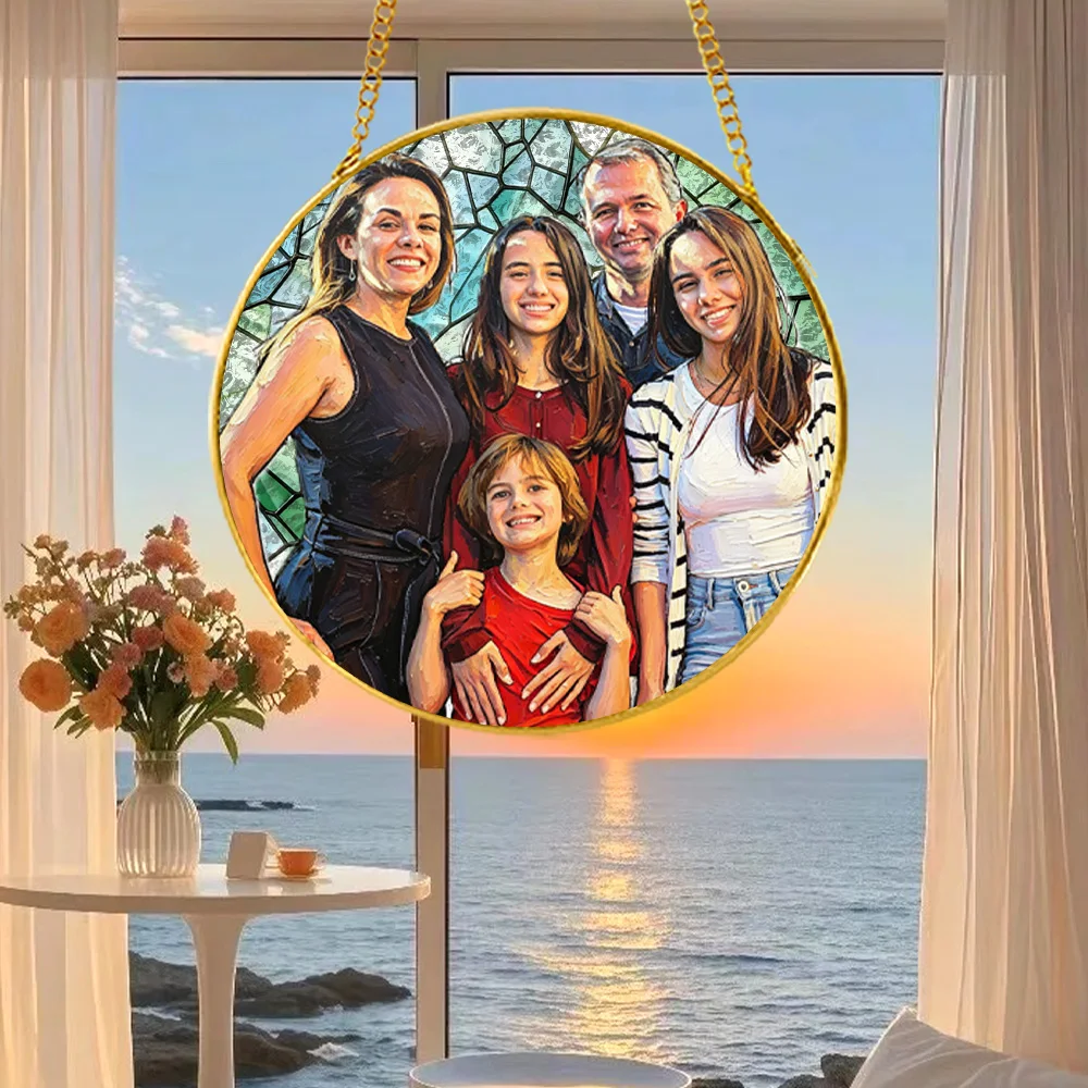 1 pc Personalizar photo Window glass sun catcher hanging with chain For Graduation,Her She,Your Lover,Friends,Bedroom. view 3