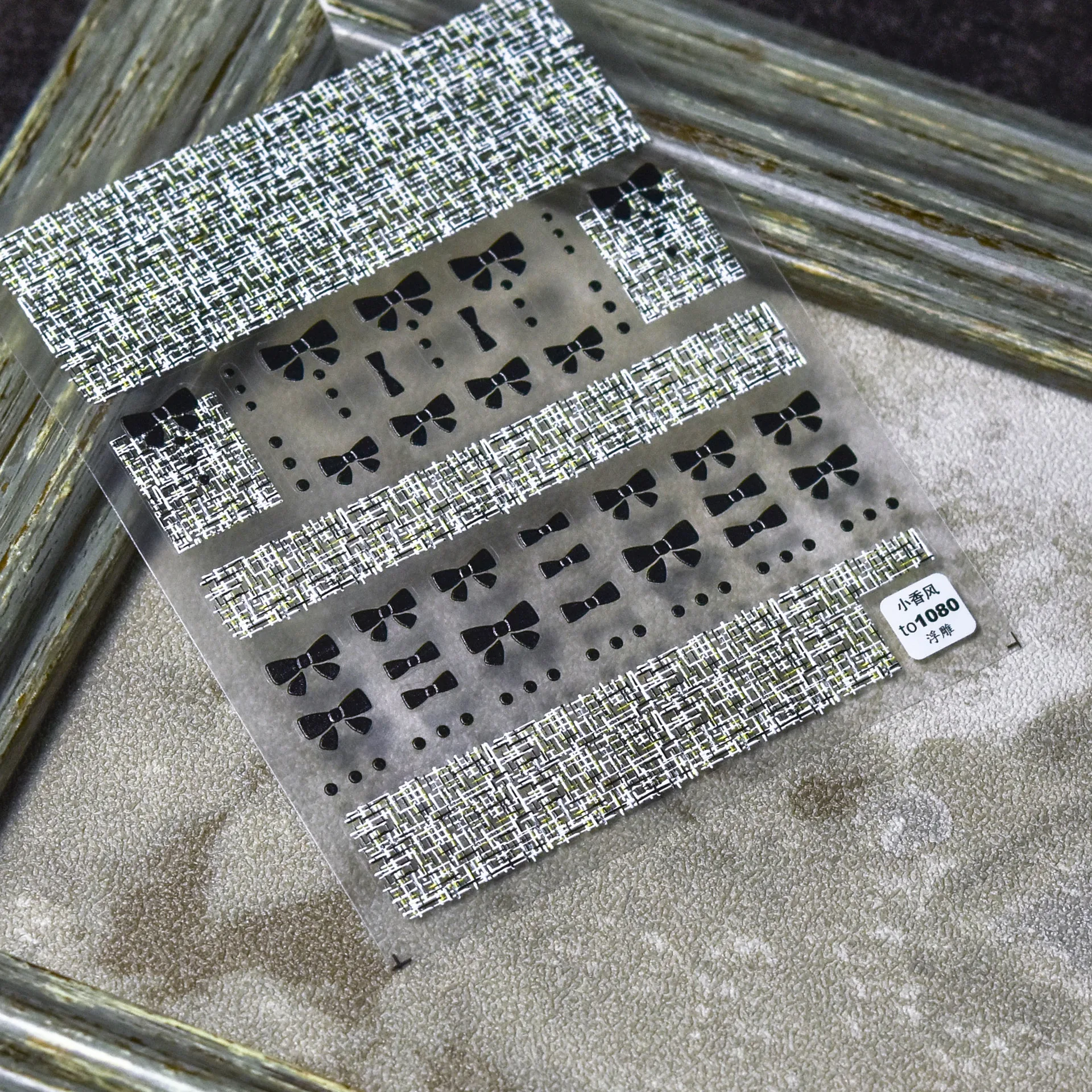 1 pcs 5d weich geprägte weiße schwarze Vintage Hahnen tritt bogen kleber Nail Art Aufkleber Aufkleber Maniküre dekorative Nagel aufkleber