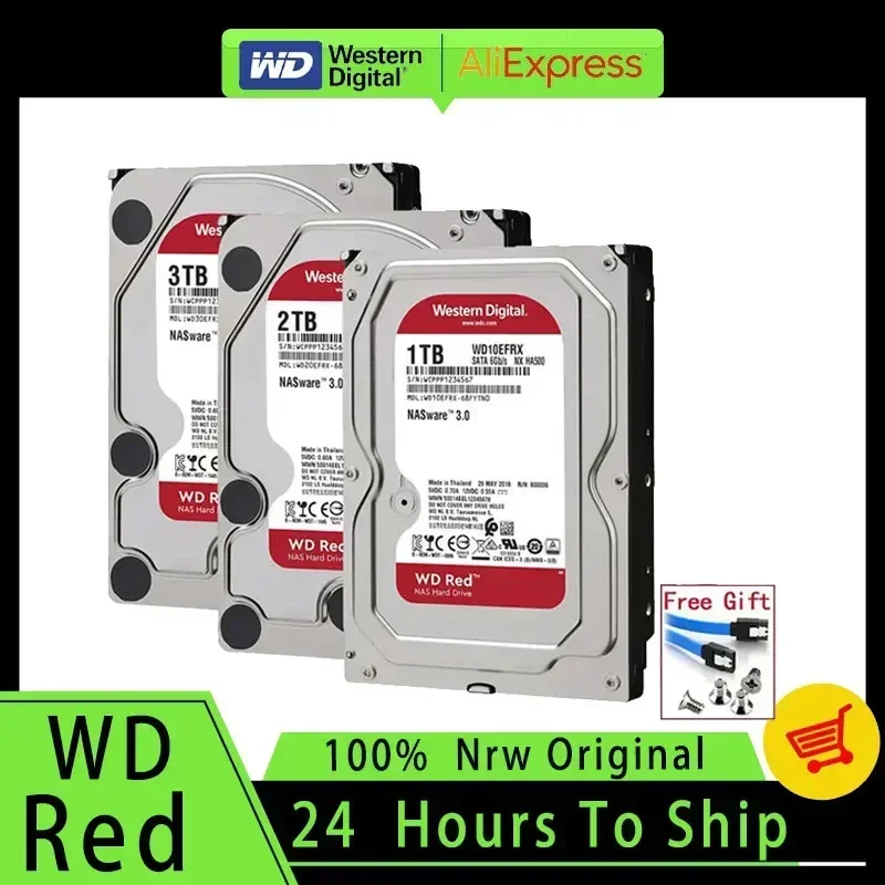 

US.EU Original Western Digital WD Red NAS 4TB 3TB 3.5" Internal Hard Drive HDD SATA 6GB/S 2TB 1TB SATA 64 MB Cache HDD For Deskt