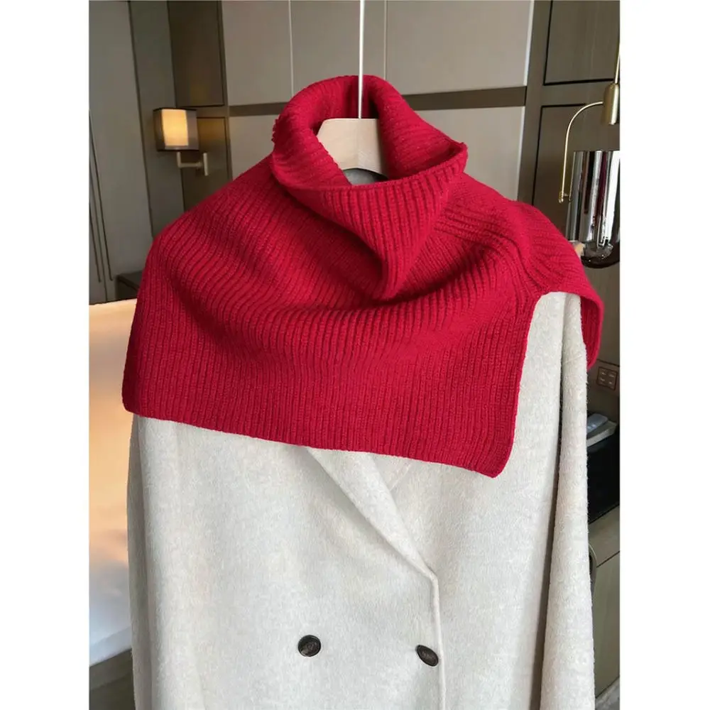 Winter Knitted Cowl Scarf Women Warm Neck Warmer Fashion Irregular Knit Wrap Soft Elegant Thickened Shawl Cold Proof Collar