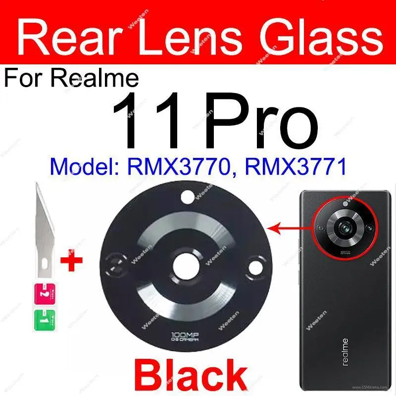 For Realme 11 Pro 11Pro+ Plus 5G Rear Camera Glass Lens Back Main Camera Glass Lens with Sticker Replacement