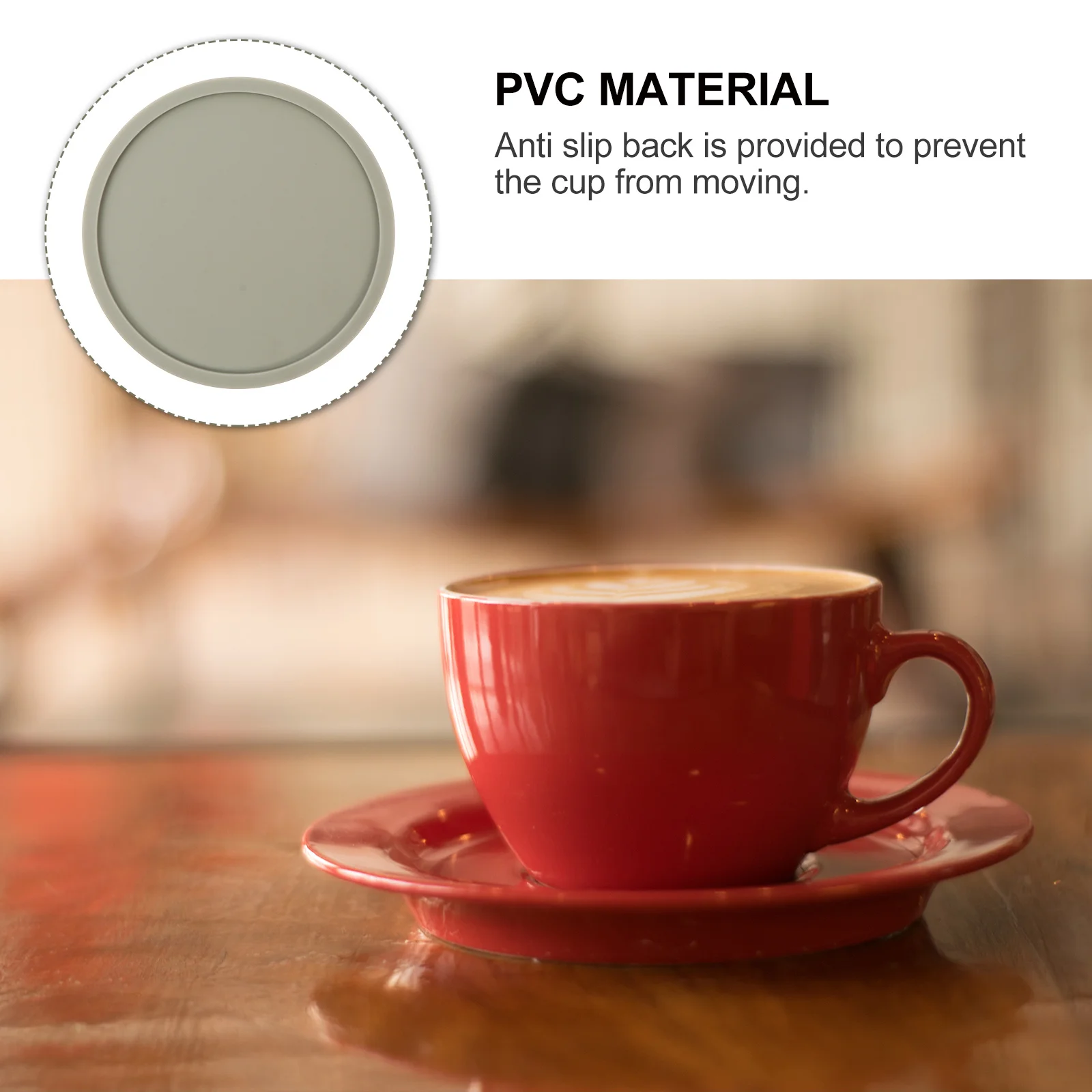 

6Pcs PVC Coasters Round Heat Insulation Cup Mats Anti-Scalding Non-Slip Surface for Home Dining Room Living Room