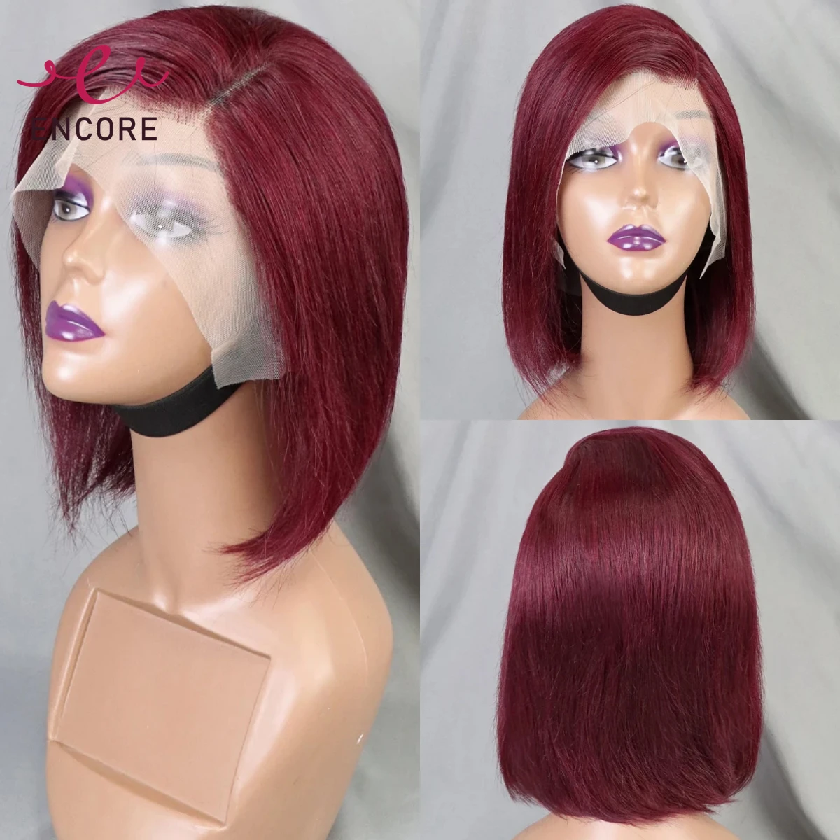 

Burgundy 180% Density Bob Wigs Transparent 13x4 Lace Frontal Wigs 8 Inch Straight Short Bob Wigs Brazilian Remy Human Hair Wigs