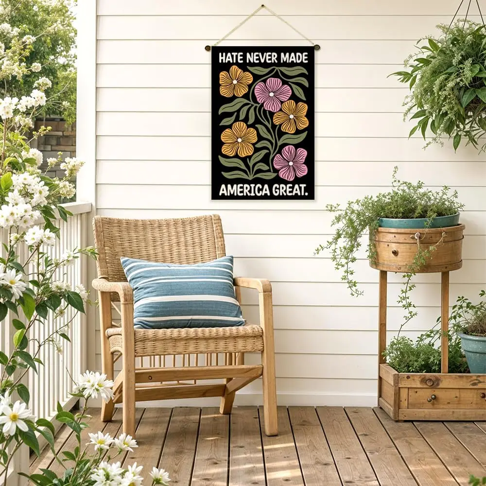 Hate Never Made Any Nation Great Garden Flag Double Sided | Yard Outdoor Decoration 12x18 Inch, Kindness Welcome Garden Flag llp