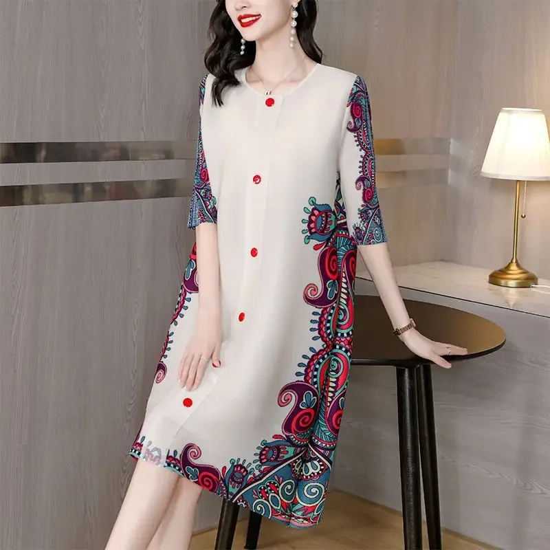 Plisowana wiosenna i jesienna sukienka dla nowej mamy Duży luźny, wąski kardigan Sukienka Boho Sukienka LOOSE