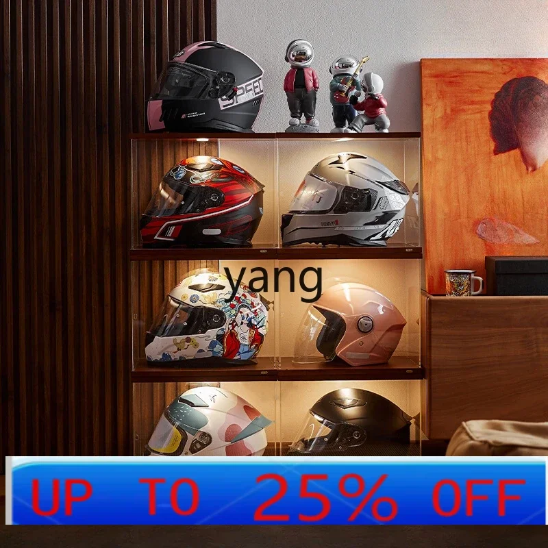 

LH Helmet Storage Cabinet Motorcycle Hat Display Stand Household Wooden