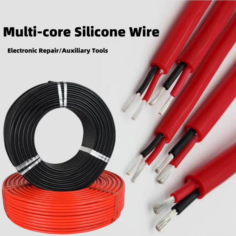 

2/5/10M Ultra Soft Multi-Core Silicone Rubber Cable 2 3 4 6 Cores 0.3mm²~2.5mm² Flexible Insulated Copper High Temperature Wire
