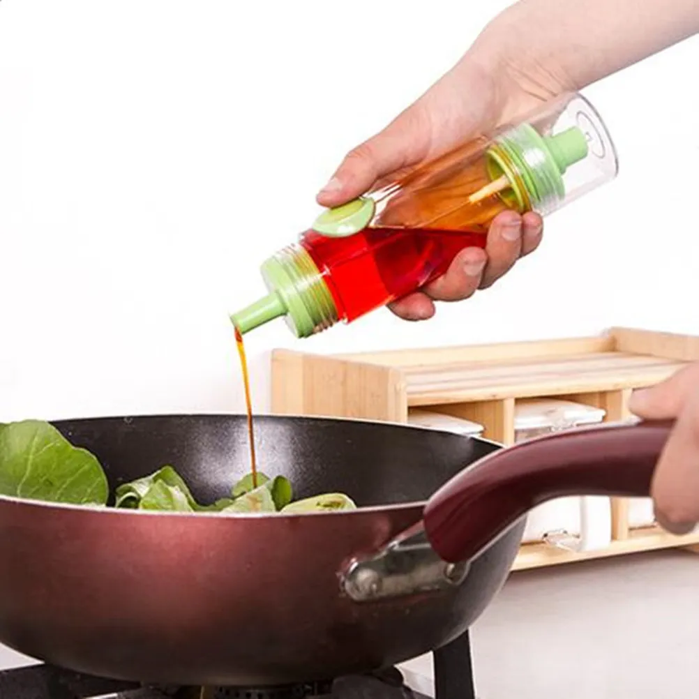 Green Olive Oil Dispensing Bottle Sauce Pourer Vinegar Bottle for Kitchen Cooking Condiment Storage Sauce Pourer
