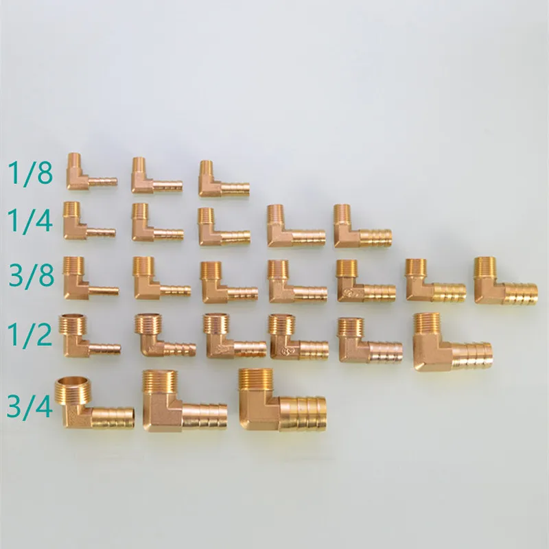 Pagoda Connector 6 8 10 12 13 14 16mm Hose Barb Connector Tail Thread 1/8 1/4 3/8 1/2 3/4 1BSP Thread Brass Pipe Fittings Elbow