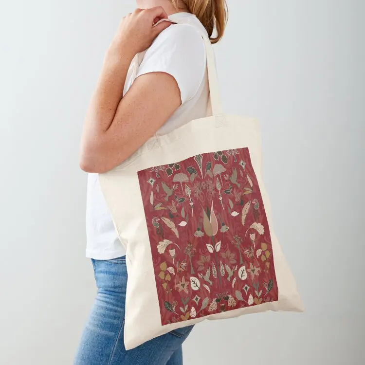 

Luxury Medieval Embroidery Style Pattern. Opulent burgundy red Tote Bag bag for beach Canvas tote bag woman shopper bags
