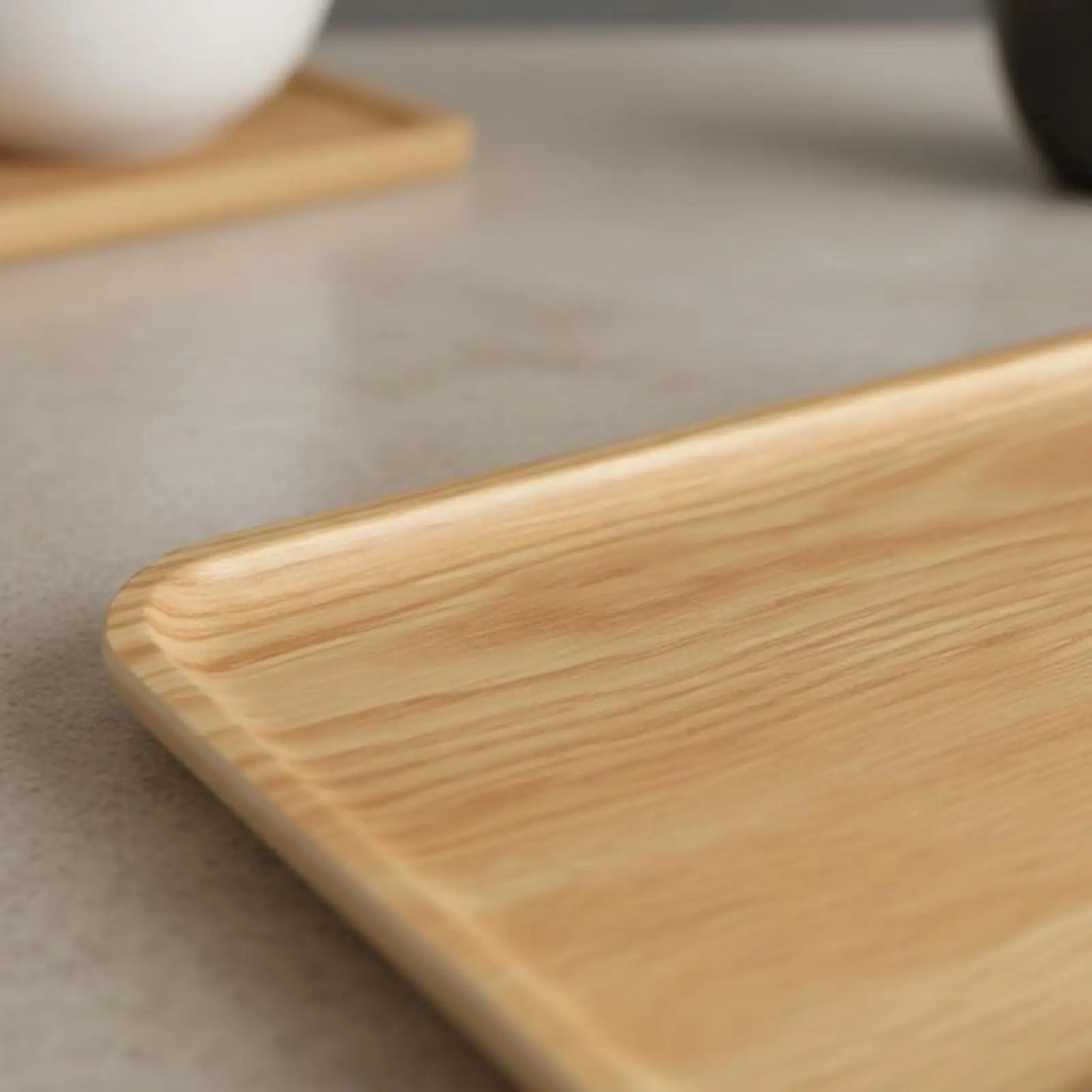 Rectangular Melamine Tray Heat Resistant Melamine Serving Tray Wood Look Plate for Hot Pot, Restaurant, Buffet