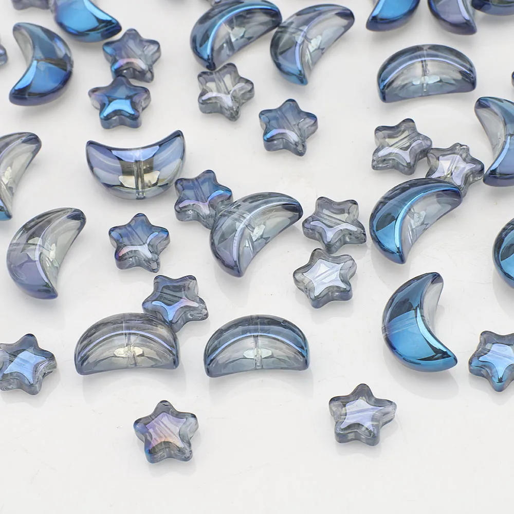 60Pcs Mixed Kristall Glas Stern Mond Lose Anhänger Perlen Handwerk Für DIY Herstellung Von Schmuck Handgemachte Earing Halskette Zubehör