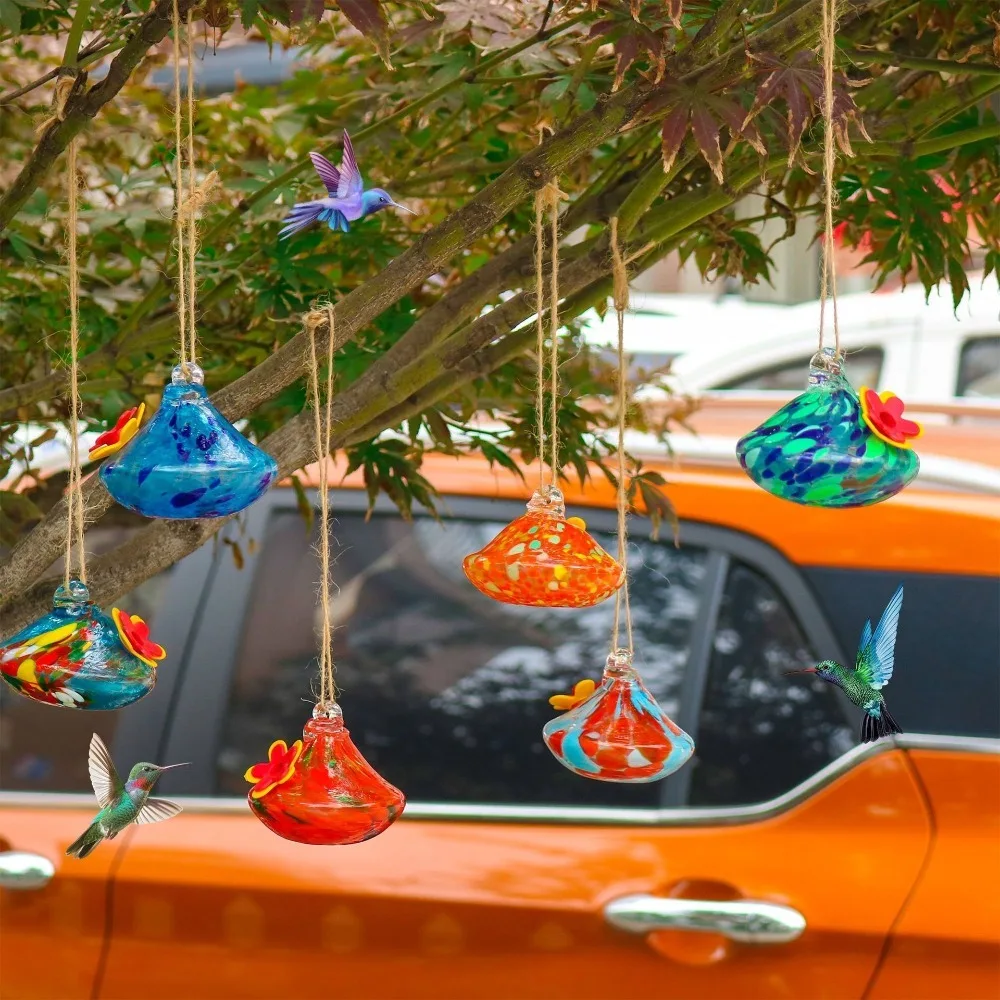 

Droplet Shaped Hummingbird Feeder Glass Ball Practical Bird Automatic Feeder Hanging Bird Drinking Fountain Garden Courtyard