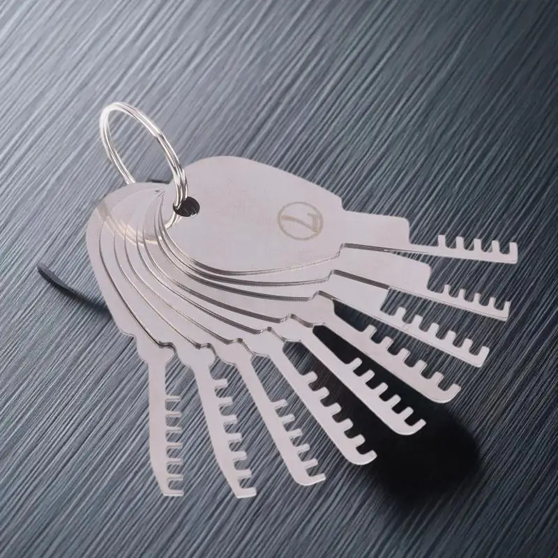 

NEW 1 Set HUK Tools Stainless Steel Comb Lock 9in1 Full Set Repair Tool Stainless Steel Key Blank