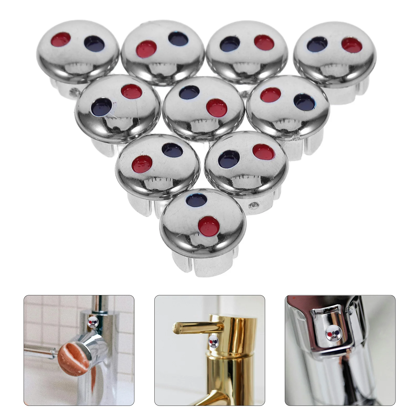 10 Pcs Faucet Logo Replacement Labels Hot and Buttons Taps Hot/cold Water Handle Kitchen Air Tool Parts