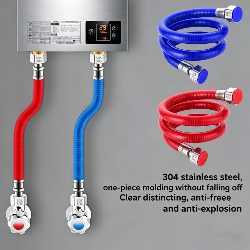 1Pair 40/60/100/150cm Stainless Steel Flexible Shower Hose Anti Scald Coated PVC Shower Pipe for Bathroom Toilet Accessories
