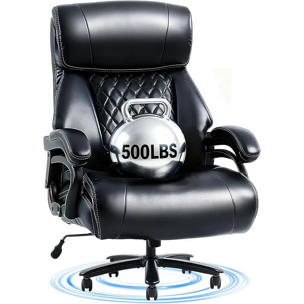 

Эргономичное кресло-реклайнер с высокой спинкой для людей с большим весом: мягкая поясничная поддержка, регулируемые подлокотники, кожа, черный