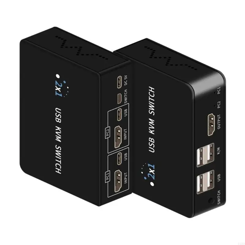KVM Switcher 2 พอร์ต Switcher USB สำหรับ 2 คอมพิวเตอร์แชร์คีย์บอร์ดเมาส์ 45BD