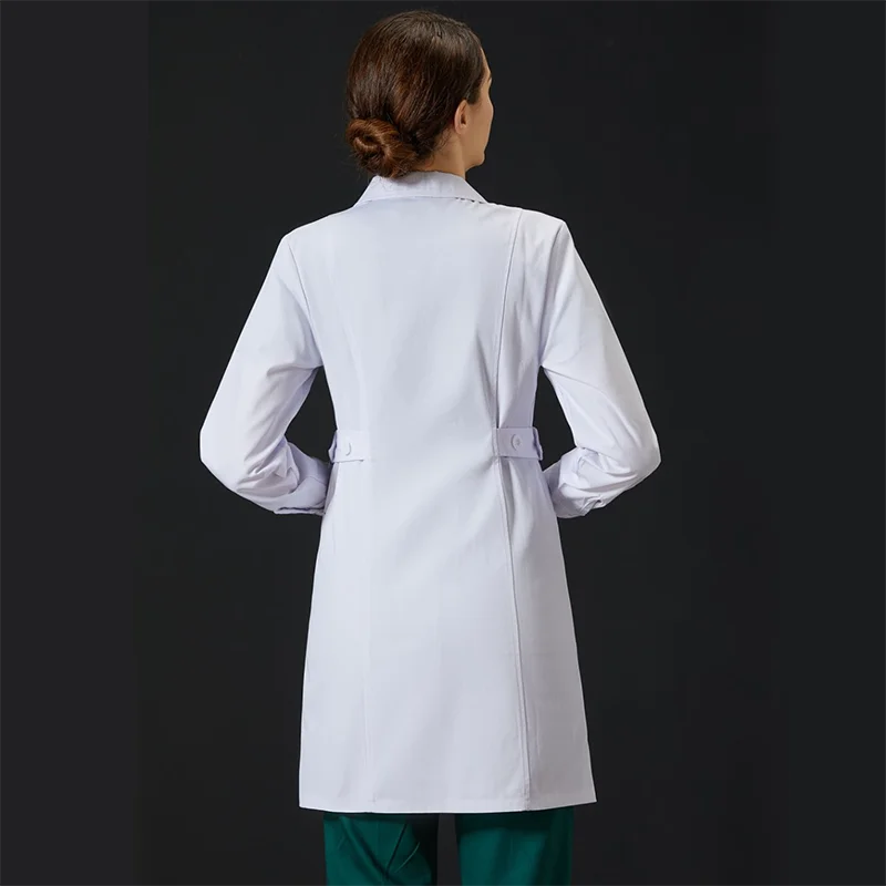 Doctors Coat Custom Logo Thick Long Sleeve Lab Coats for Men Women Hospital Clinic White Medical Gown Free Printing Dr Scrubs