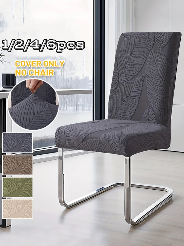 1/2/4/6PCS Blätter Jacquard Stuhl Abdeckungen Elastische Esszimmer Stuhl Schonbezüge Einfarbig Küche Sitz Schutz bankett Party Hotel