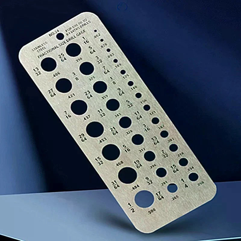 Stainless Steel 29-Hole Drill Gauge With High Contrast Markings Durable Quick Precise Measuring 1/16 Inch To 1/2 Inch Size Bits