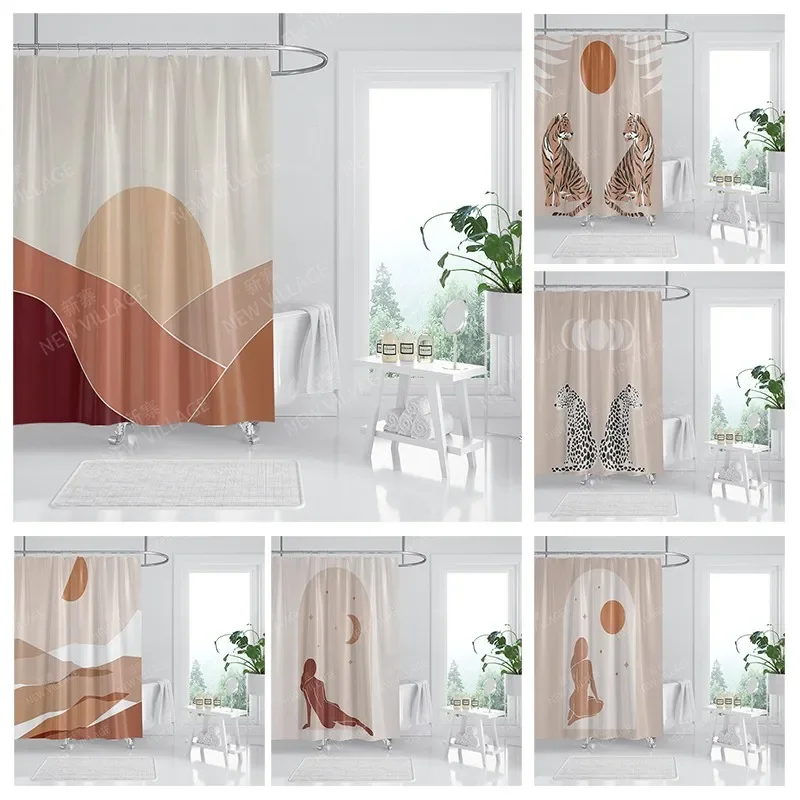 

Waterproof fabric shower curtains Bathroom curtain accessories 180x200 Bath curtain for shower 240*200 nordic boho decoration