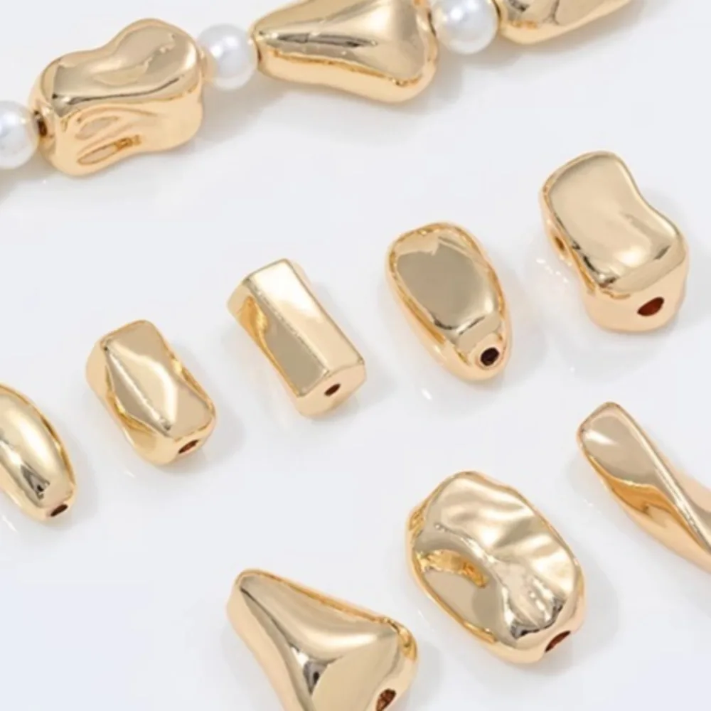 

Copper Bead 14K Gold Color Special-shaped Stone Bead Irregular Partition Baroque Necklace DIY Bracelet Jewelry Accessories