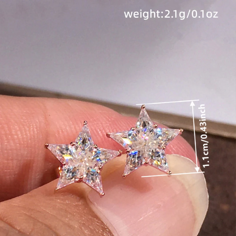 Huitan Charmante Damen-Ohrstecker, sternförmig, frischer Stil, Hochzeit, tägliche Verlobung, Modeaccessoires, Schmuck, eingelegt, glänzend, CZ – Detail 13