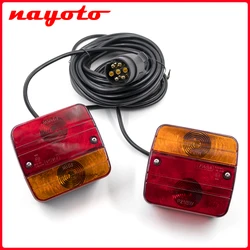 2PCS 12V Rear Towing Tail Light 10m Cable EN 7 Pin Trailer Brake Light Stop Light License Number Plate Reflector For Truck RV