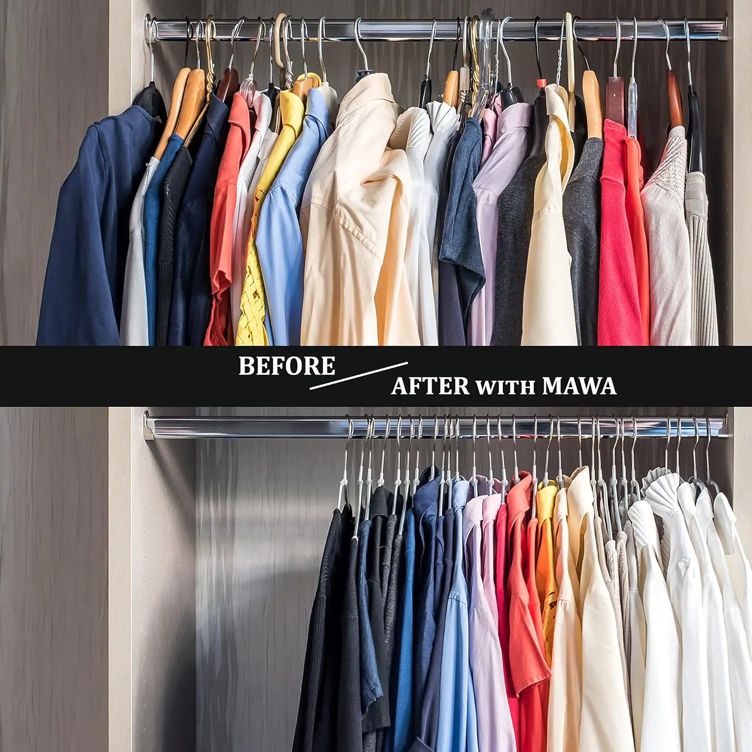 Mawa By Reston Lloyd, Euro Ultra-Thin Series, Non-Slip Space Saving Clothes Hanger, Style 40/Pt For T-Shirts, Blouse, & Sun